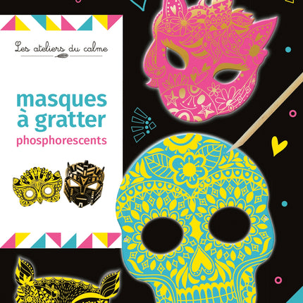 Masques à gratter phosphorescents - pochette avec accessoires