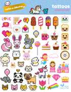 Colle et décore - Tattoos pixels kawaii