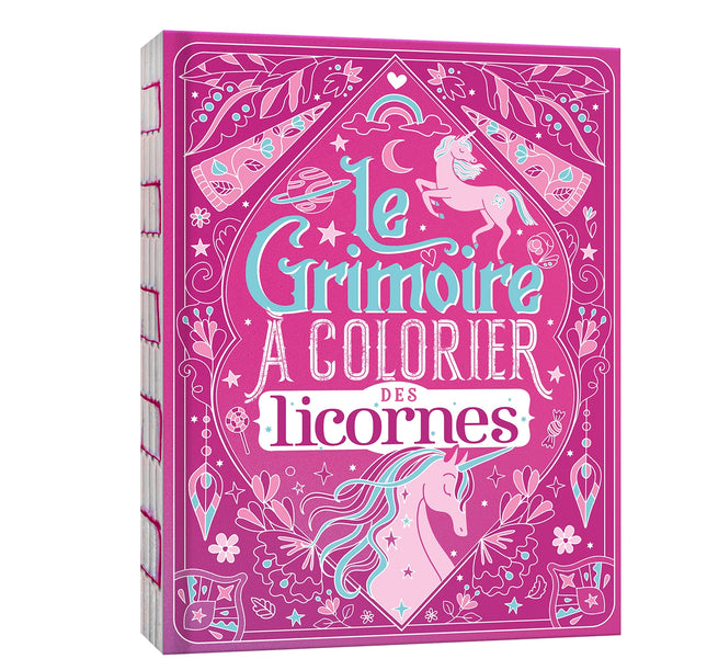 Le grimoire des licornes à colorier - avec paillettes