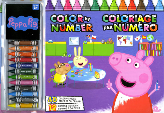 Peppa Pig - Colour by Number: 40 colouring pages! 12 colouring crayons!