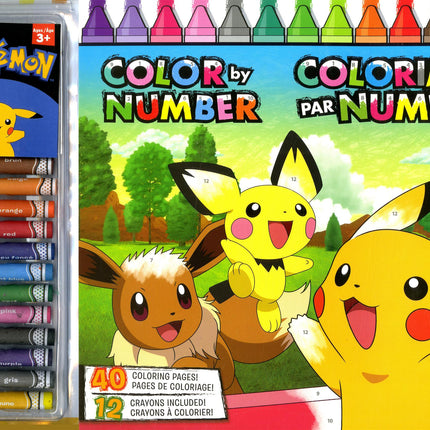 Pokémon - Color by Number: 40 coloring pages! 12 crayons to color!