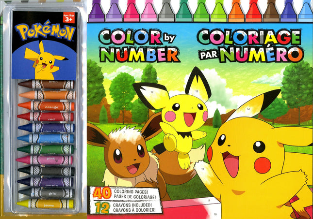 Pokémon - Color by Number: 40 coloring pages! 12 crayons to color!