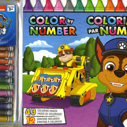 Paw Patrol - Color by Number: 40 coloring pages! 12 crayons to color!