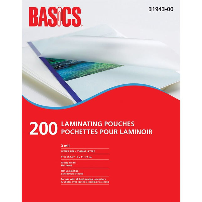 Box of 200 3 mil letter laminating pouches