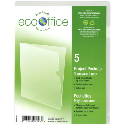 Pochette Poly transparent format lettre, 5/pqt