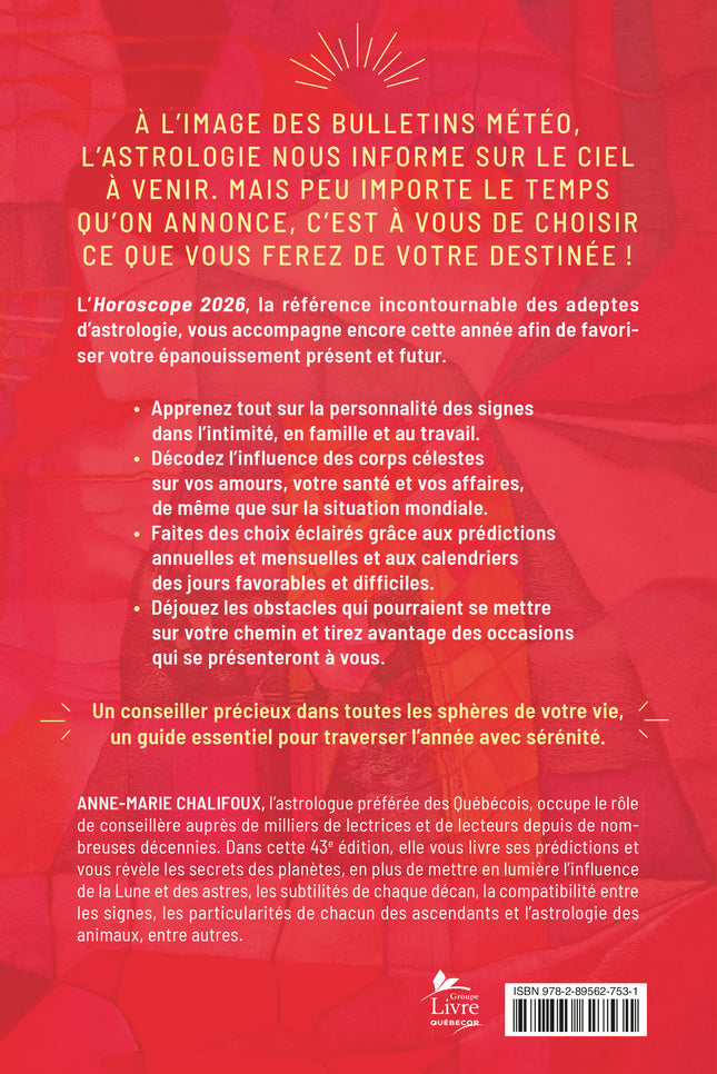 Horoscope 2026 : Santé, amour, sensualité et séduction, travail, argent -Anne-Marie Chalifoux