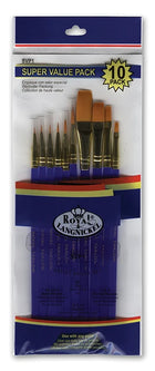 Lot de 10 pinceaux en taklon doré - Royal & Langnickel
