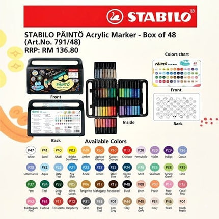 Ens. de 48 marqueurs acrylique Stabilo Painto